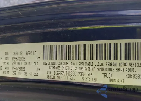 2016 Ram 1500 Sport из США, поврежденный, VIN 1C6RR7UT4GS281736